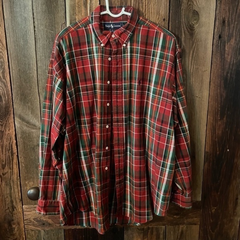 Ralph Lauren The Big One Men’s Size Large Plaid 100% MW cotton - Vintage EUC​